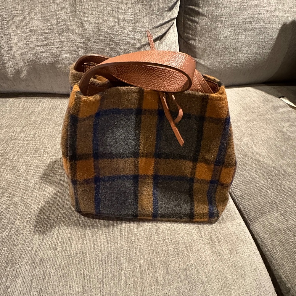EUC Sundance Tweed Bag with Leather Trim, Made in Italy